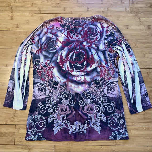 Y2K, gothic, steampunk, grunge style by Dress Barn, size L. Bejeweled v-neck. - Picture 2 of 5